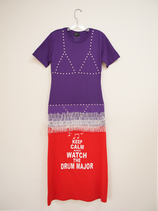 upcycled purple red t-shirt maxi dress