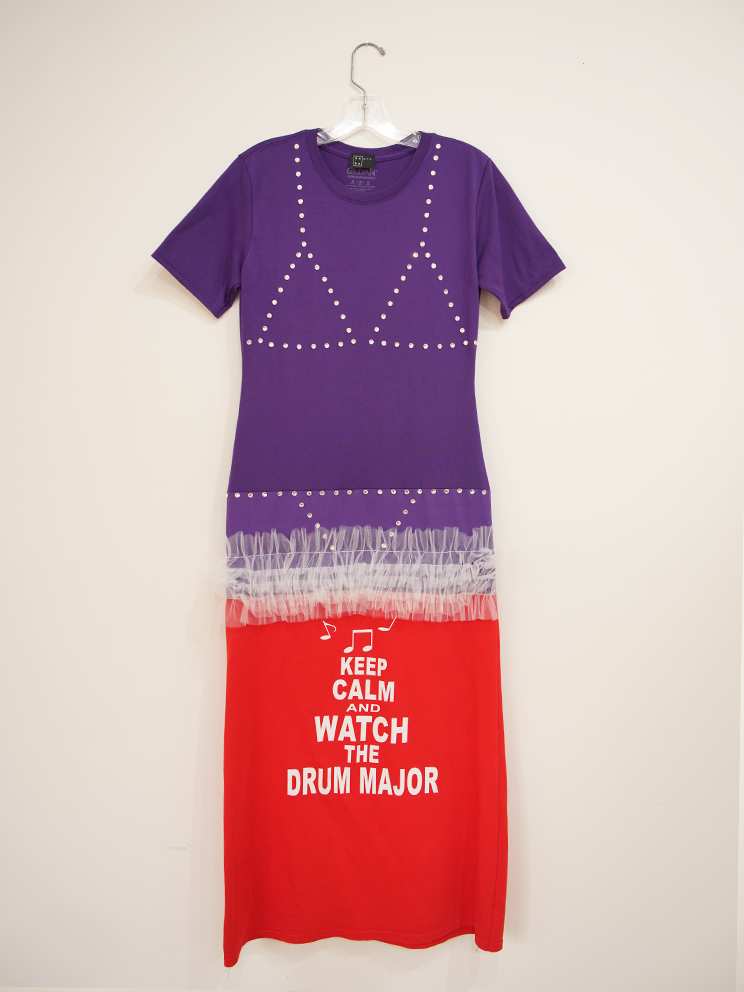upcycled purple red t-shirt maxi dress