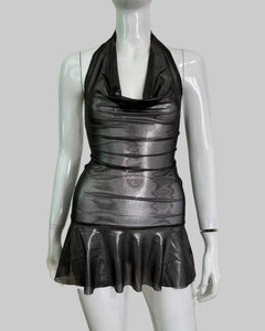 metallic silver dress mini dress handmade