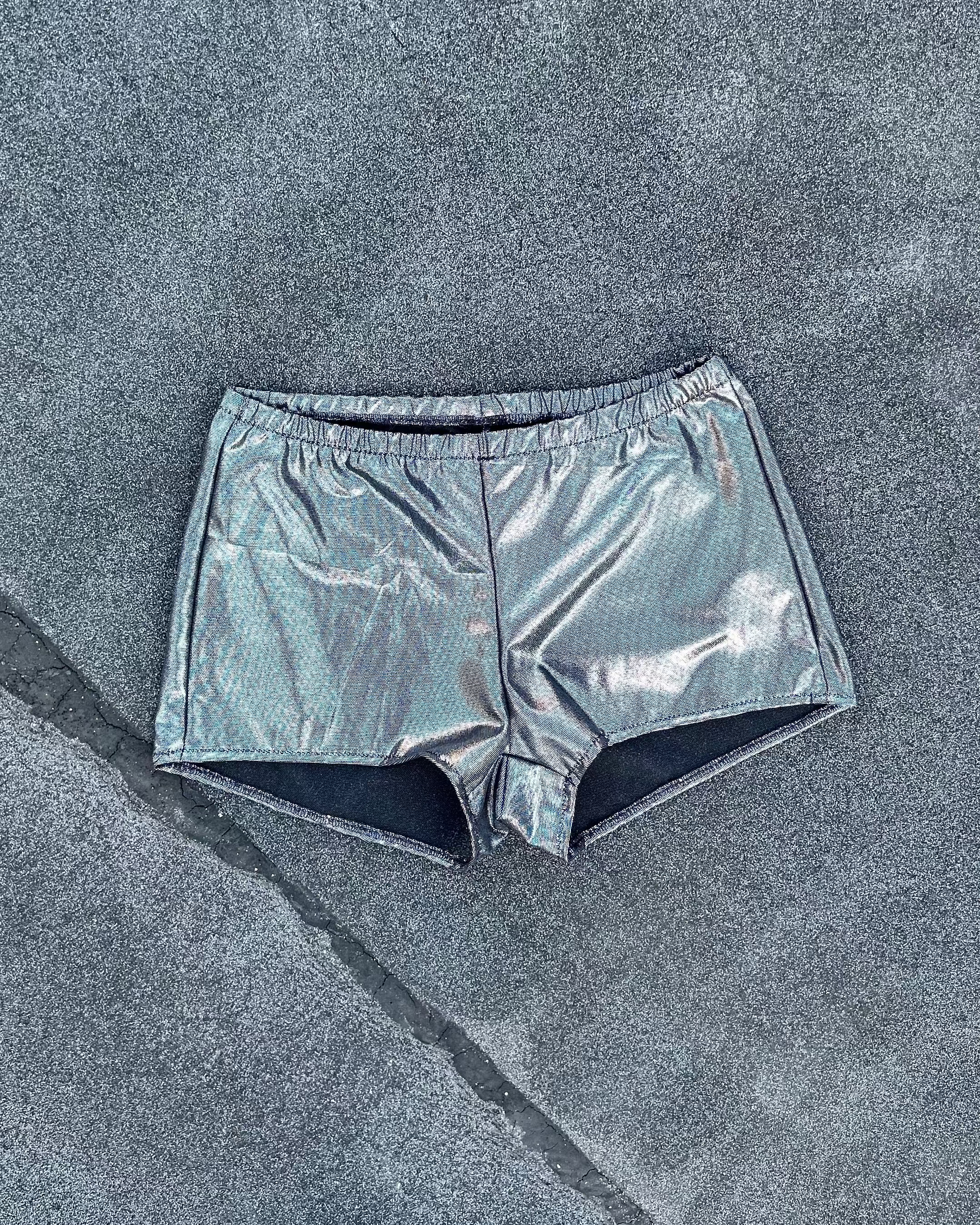 silver boy short, silver booty short, silver shorts women, silver boyshort